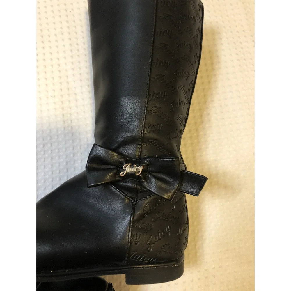 Juicy Couture Young Miss Girl Size 4 Boots Black Zip Up -12